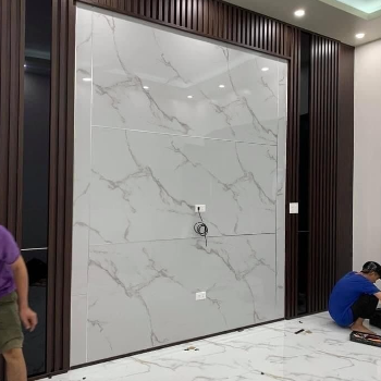 ZAR SPACE INTERIORS - UV marble sheet plus wpc louvers panel in RAIBAREILI