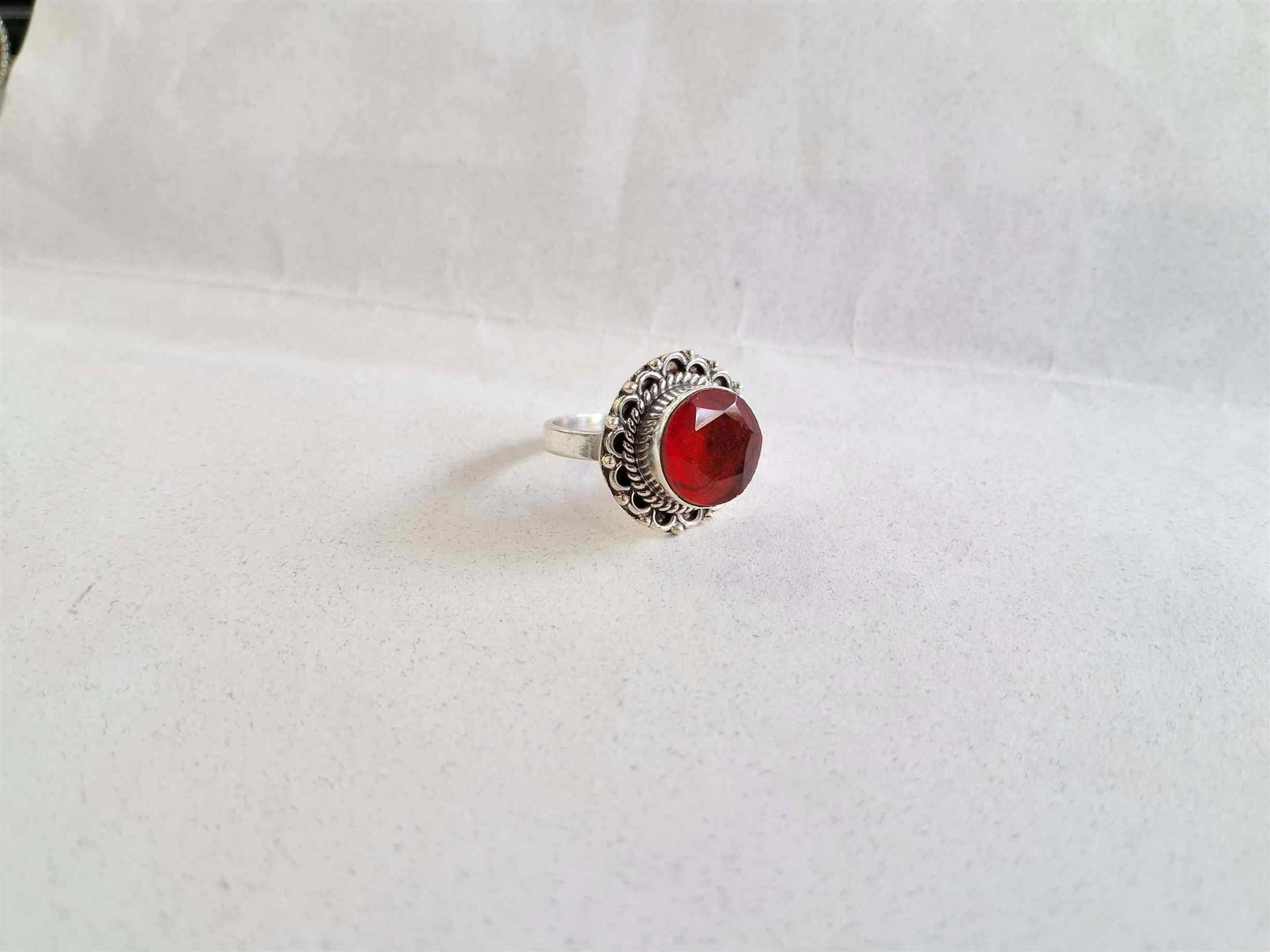 Embrace Elegance with Our Silver Ring with Red Stone: A Timeless Treasure