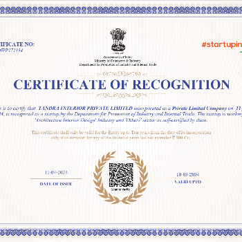 TANDRA INTERIOR PRIVATE LIMITED - Certificate of StartUp Recognition in HOOGHLY