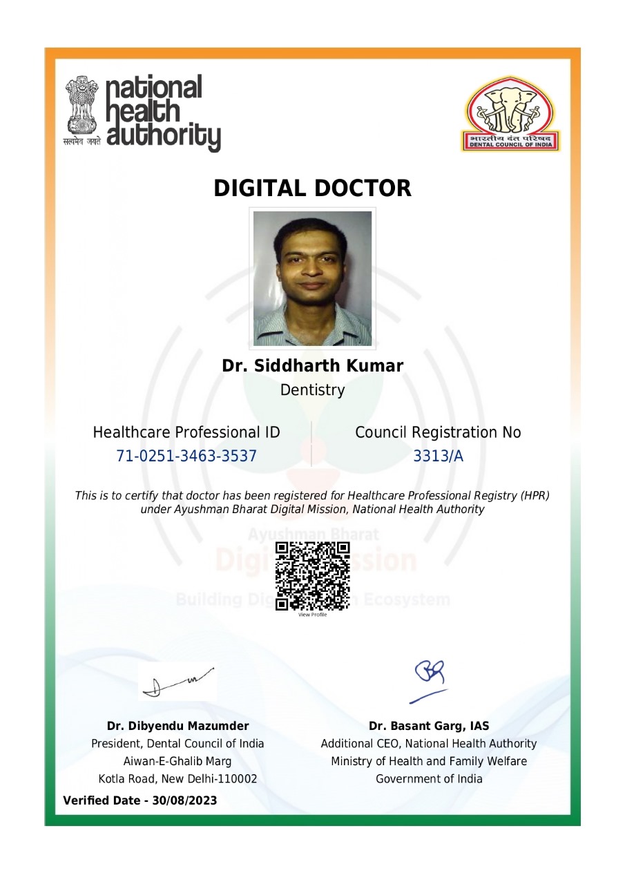 MODERN ORAL AND DENTAL CLINIC - ABDM NHA Certificate in Bikramganj