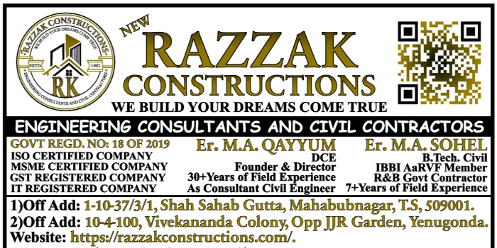 NEW RAZZAK CONSTRUCTIONS - NEW RAZZAK CONSTRUCTIONS in MAHABUBNAGAR