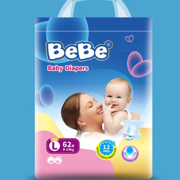 BeBe Baby Diapers Large 62 Pcs Extra Dry Comfort