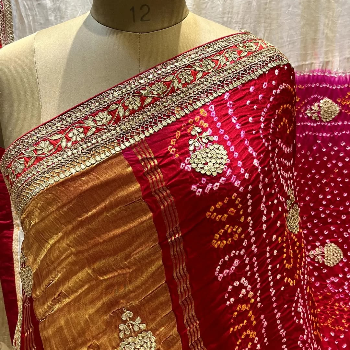  Georgette Bandhej Saree for Elegant Parties AAHID JARI WORKS 216/26 GAUTAM NAGAR, Ajmer, Rajasthan, 305001
