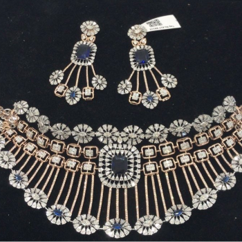 Luxury Diamond Choker Necklace Set - SEHAJ MAHAJAN JEWELLERS
