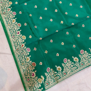 Elegant Banarasi Border Buti Multi Saree displayed in Varanasi, featuring intricate motifs and luxurious silk fabric. - Image 1