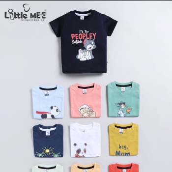 PRATHAM KIDS STORE - Little Mee Kids Printed Cotton T-Shirt in Udgir