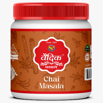 Vedik Tea Masala Chai Blend package displayed against a Jodhpur backdrop