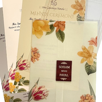 Floral Vintage Pastel Wedding Invitations Set
