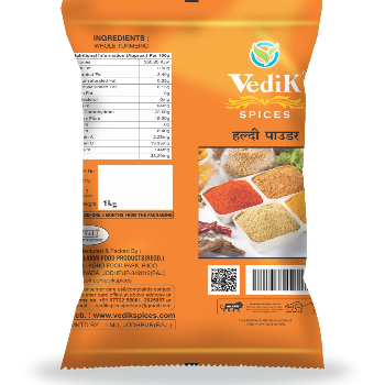 Vedik Spices Pure Aromatic Haldi Powder Pouch on store shelf in Jodhpur - Image 1