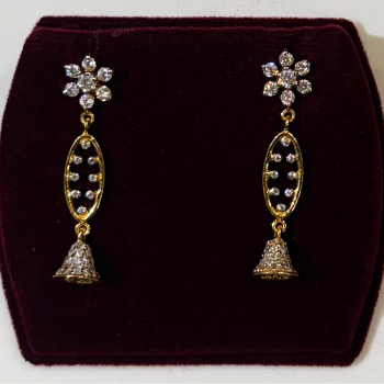 Star Button Jhumkas Lightweight Ethnic Earrings