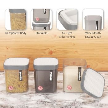 HINDUSTHAN ALLUMINIUM - Nayasa 1500ml Grey Grocery Containers Set of 6 in Burdwan