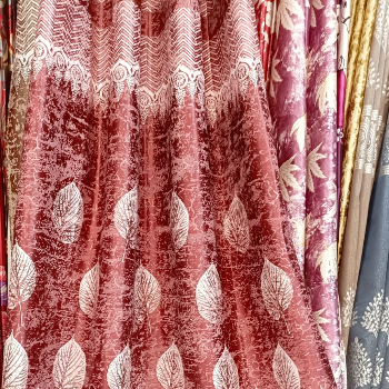 IMRAN TRADERS - Fashion Blossoms Blue Eyelet Door Curtain 7 Feet in Ghazipur