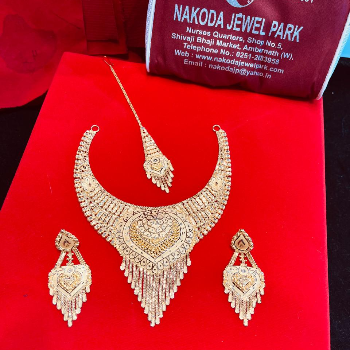 Nakoda Royal Bridal Gold Plated Necklace Set - NAKODA JEWEL PARK