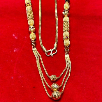 Elegant Triple-Layer Gold Bead Mangalsutra - Image 3