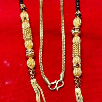 Elegant Triple-Layer Gold Bead Mangalsutra - Image 4