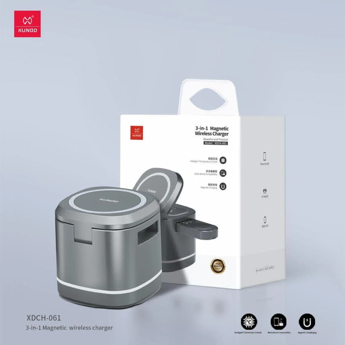 AKHIL MOBILES AND SERVICES - Xndoo 3-in-1 Magnetic Wireless Charger Stand in KAKINADA