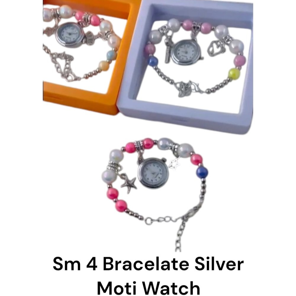 RAJCOM - SM 4 Silver Moti Watch Bracelet - Barmer in Barmer