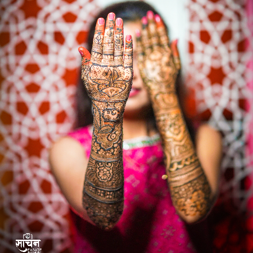 Colorful Mehendi Photos Magical Moments Print displayed at SHREE SWAMI SAMRTH PHOTO STUDIO in Jalna - Image 1