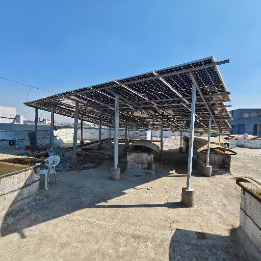 Solar rooftop system installation showcasing solar panels on a residential roof in Indore, demonstrating energy efficiency an - Image 1