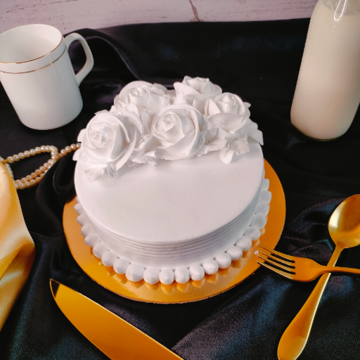White Crystal Rose Cake Elegant Cream Floral Design