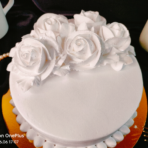 White Crystal Rose Cake Elegant Cream Floral Design - Image 1