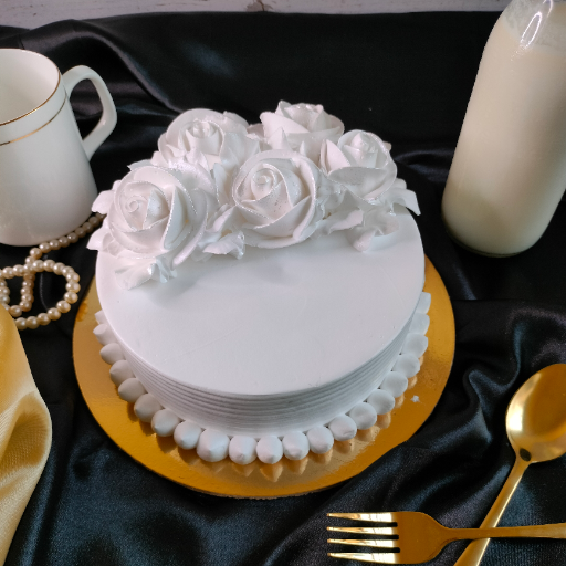 White Crystal Rose Cake Elegant Cream Floral Design - Image 2