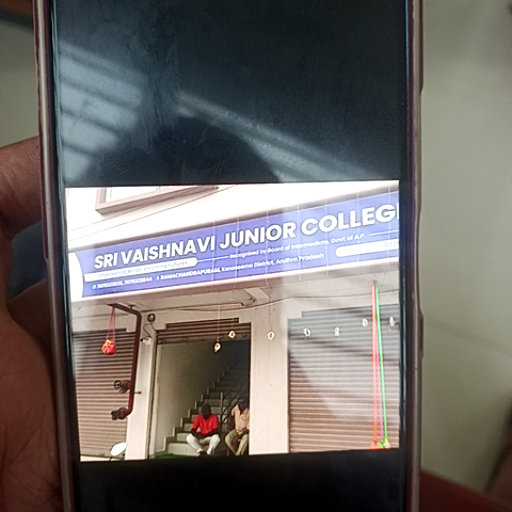 SRI VAISHNAVI JUNIOR COLLEGE building with students in Ramachandrapuram AP, showcasing modern facilities and a welcoming envi