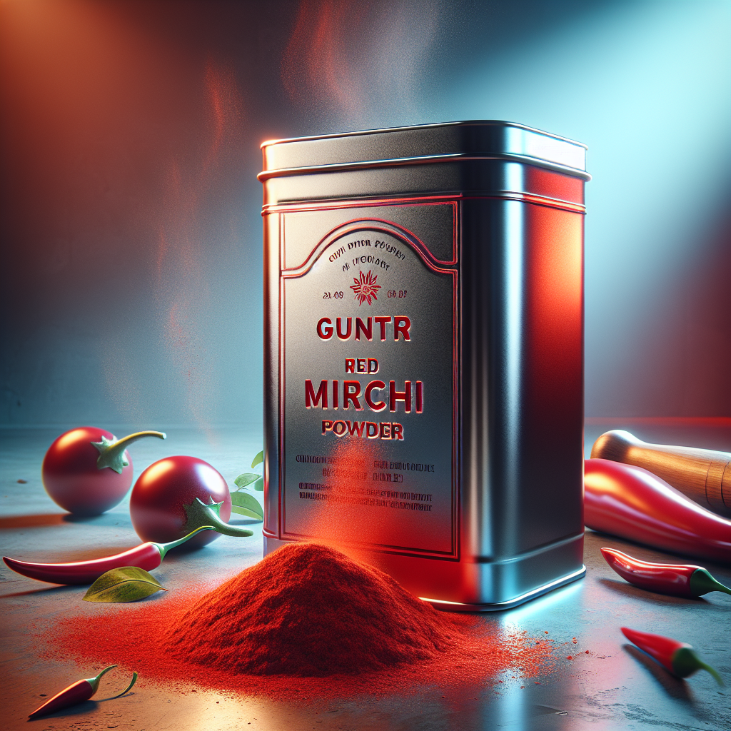 Guntur Red mirchi powder in a vibrant red hue, showcasing its fine texture and rich color, available at RAMLAXITH FOODS AND M
