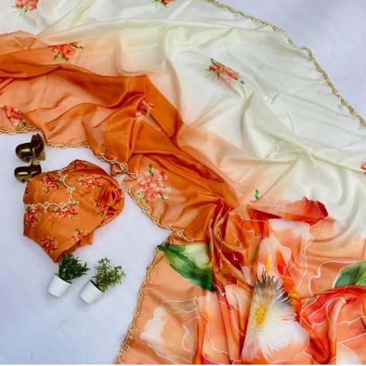 J M ENTERPRISES - Soft Tabby Organza Floral Print Blouse in KOLLAM