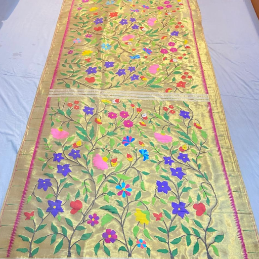 Exquisite handmade All Over Paithani saree in Yeola — features intricate designs and luxurious pure silk fabric