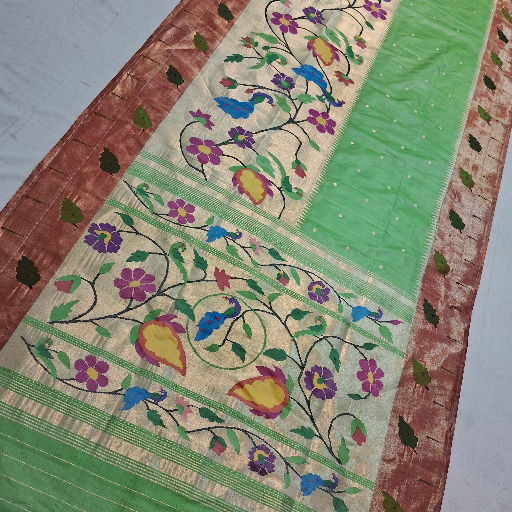 Exquisite handmade All Over Paithani saree in Yeola — features intricate designs and luxurious pure silk fabric - Image 1