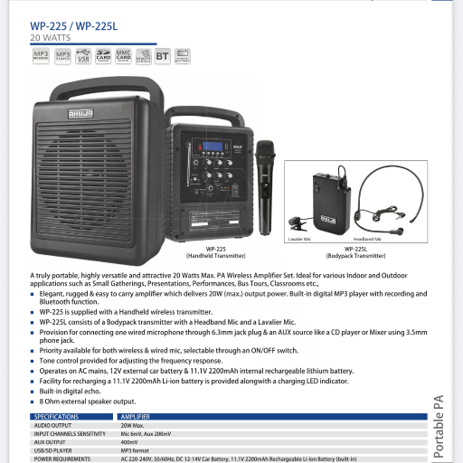 Pappu radio and watch co - Ahuja WP-225 Wireless Microphone in JAMMU in JAMMU