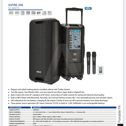 Pappu radio and watch co - Ahuja ASPIRE 208 Portable Amplifier 55W in JAMMU