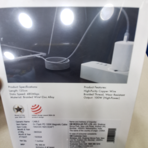 HONGKONG MOBILE - GM Flash PD 100W Magnetic Fast Charging Cable in Chennai
