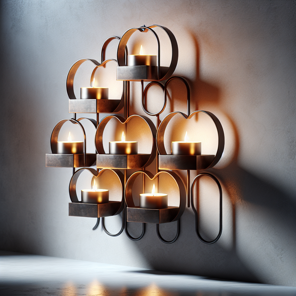 Stylish wall hanging 6 t-light holder made of rust-free iron, featuring an elegant design in Ghaziabad. - Image 1