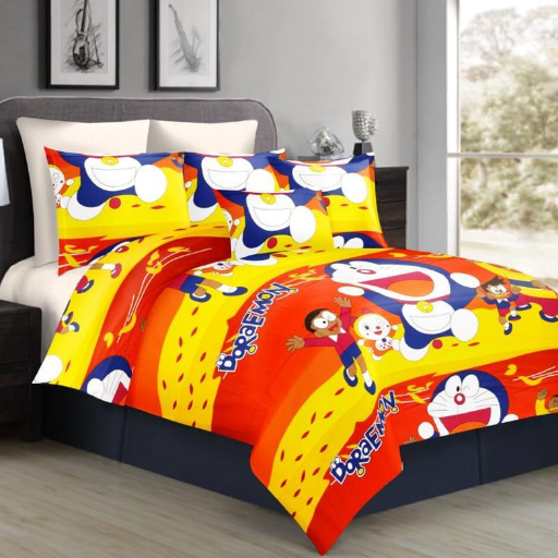 Kids Cartoon Series 100% Pure Cotton King Size Bedsheets featuring vibrant cartoon characters, soft fabric perfect for childr - Image 1