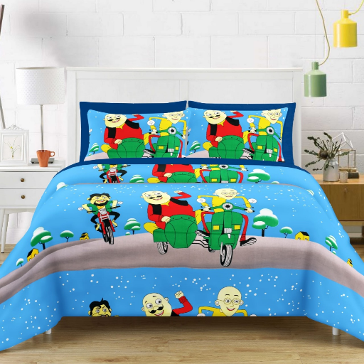 Kids Cartoon Series 100% Pure Cotton King Size Bedsheets featuring vibrant cartoon characters, soft fabric perfect for childr - Image 3