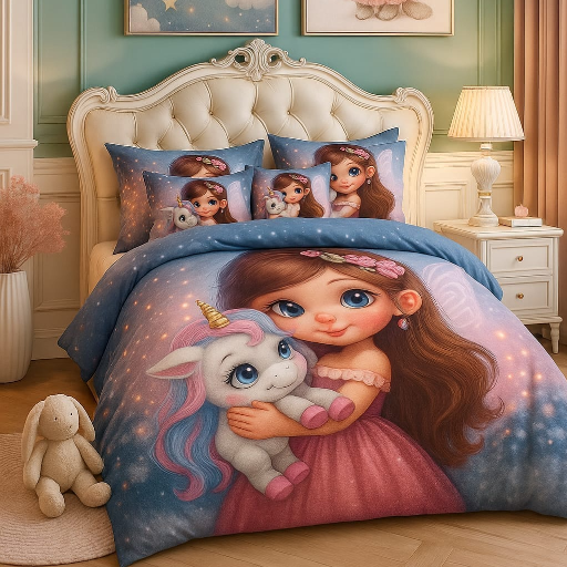 Kids Cartoon Printed King Size Bedsheet with matching cushion covers in Ghaziabad featuring playful and vibrant designs for c - Image 4