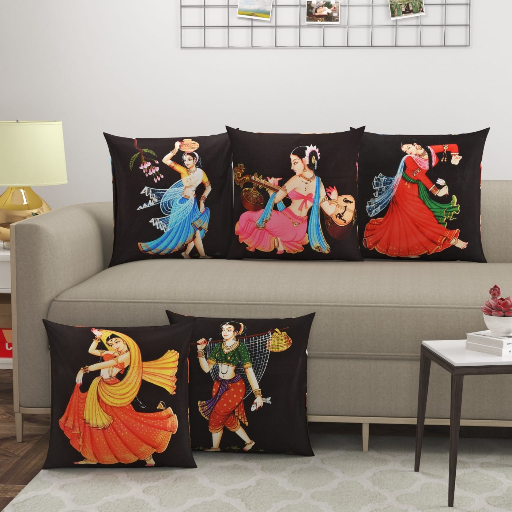 New Heavy jute cushion covers set showcasing vibrant colors and a shiny finish, ideal for home décor in Ghaziabad. - Image 4