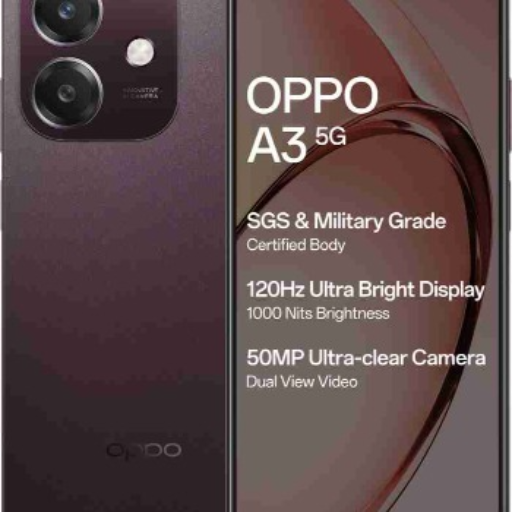 OPPO A3 5G smartphone featuring a sleek design and advanced technology, available at ABDUL COMMUNICATION in Madhubani.