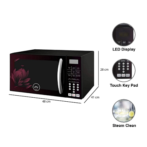 Godrej 25 L Convection Microwave Oven in Purple Petals displayed in a modern kitchen in Bengaluru