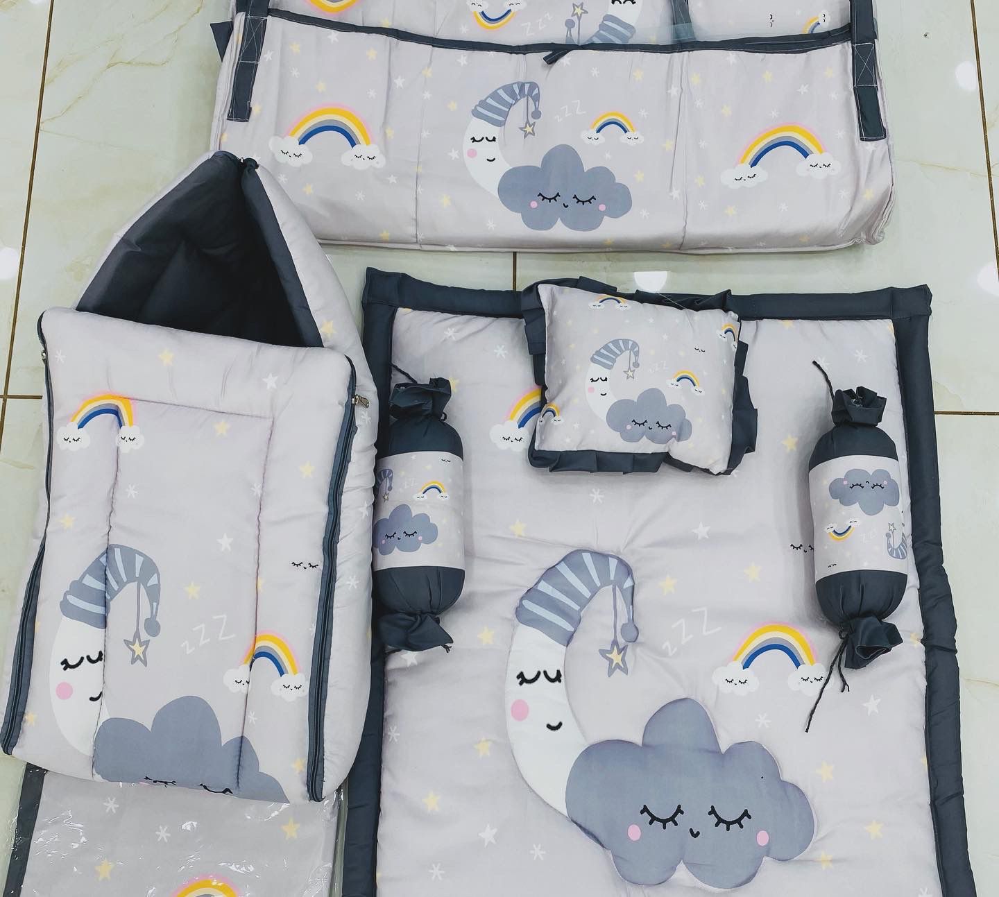 BF MALL - Sleepy Cloud Rainbow Newborn Bedding Set in , GJ