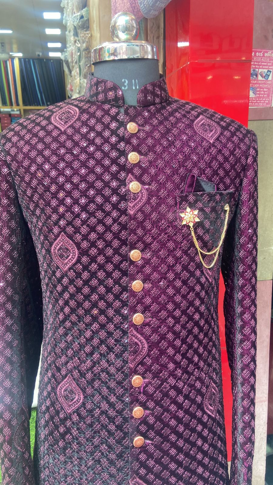 Maroon Indo-Western Elegant Party Wear Set displayed in GJ