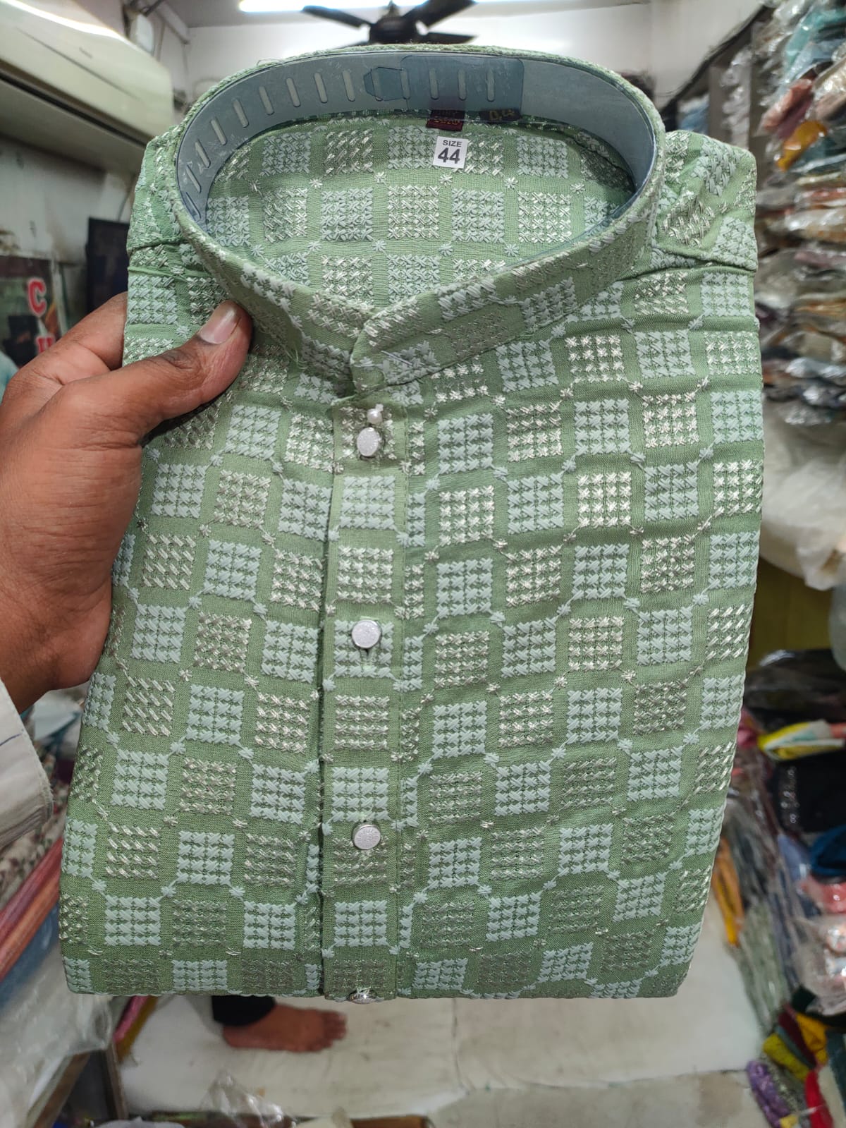  Green Lucknowi Kurta for Men in GJ AADI STORES Hathikhana Corner, Ratanpole, Ahmedabad-380001