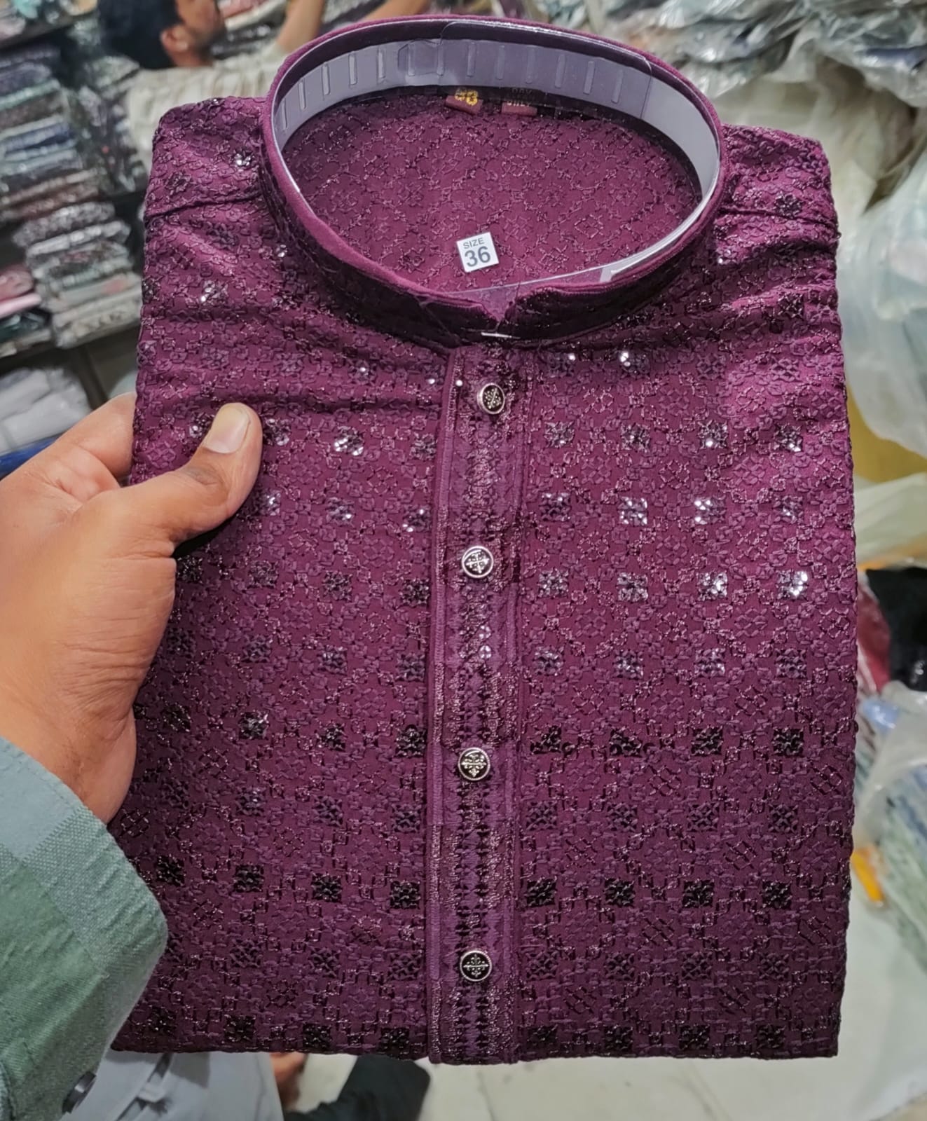 AADI STORES - Elegant Maroon Chikan Men's Kurta