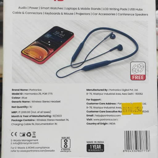 Harmonics Z5 wireless earphones showcasing a sleek design, inline control, and dynamic driver — perfect for music lovers in A - Image 1