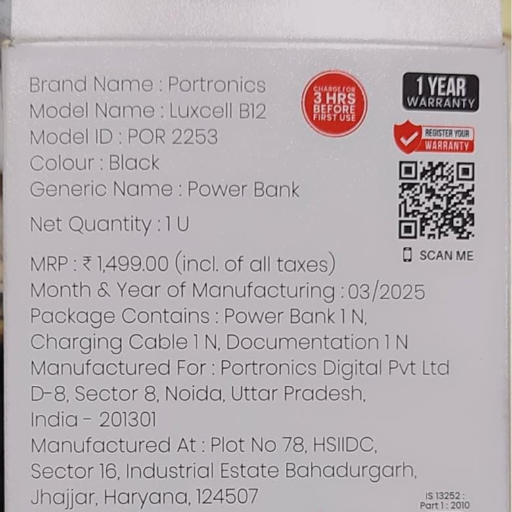 Luxcell B12 power bank with Type C input port in Amritsar – features vibrant colors and 10000mAh capacity for fast charging. - Image 1