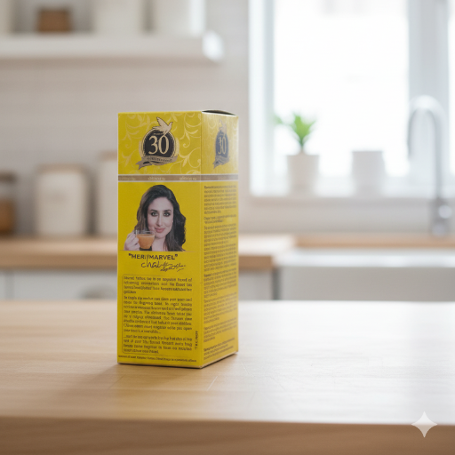 Premium organic Marvel tea blend from Jay Mahakal Traders in Semariya, showcasing its rich color and unique packaging. - Image 3