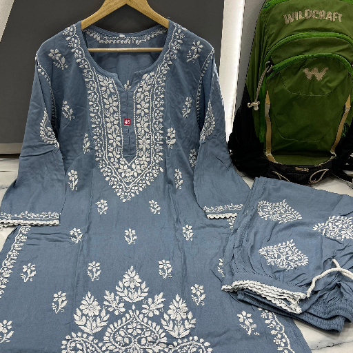 Elegant Soft Rayon Kurti Shalwar Set in vibrant colors available in Lucknow — designed for comfort and style with sizes rangi - Image 1