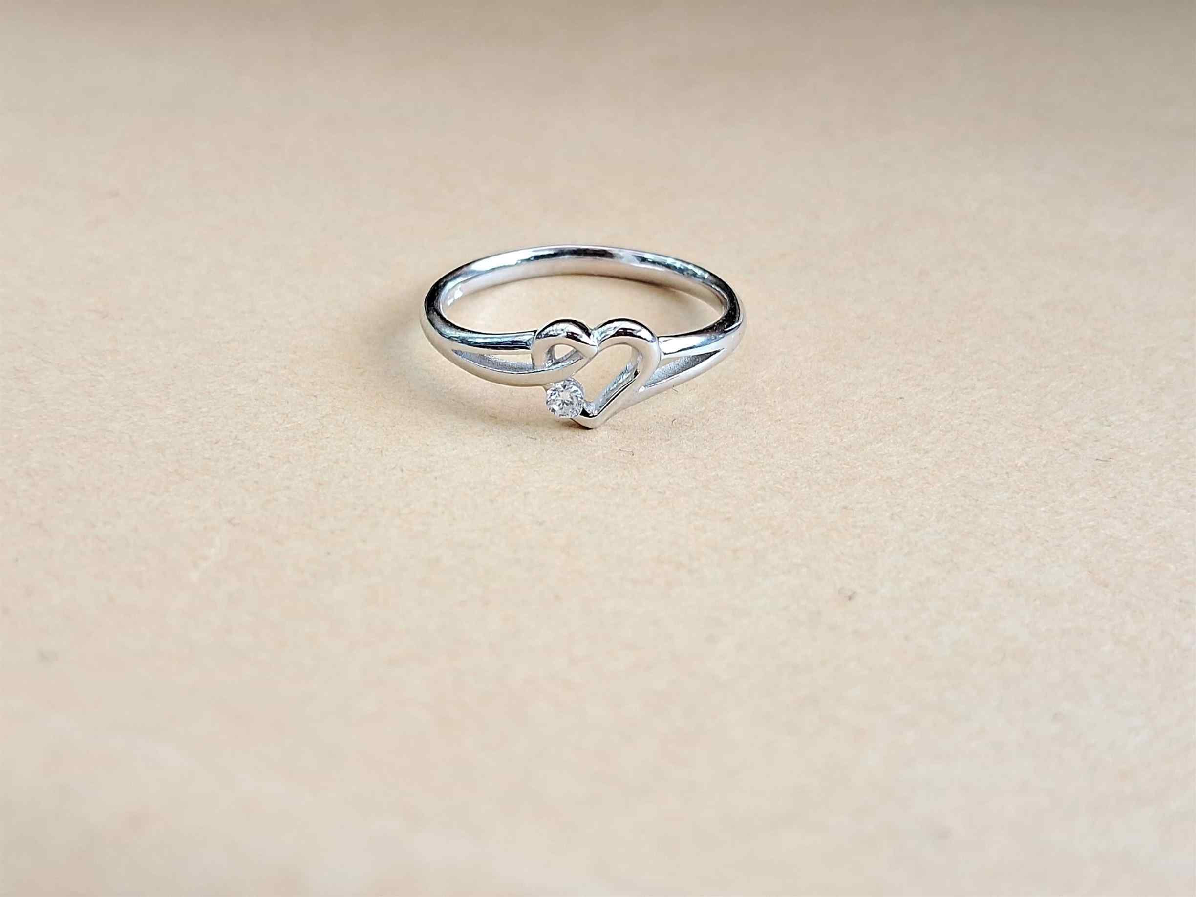 Charming Heart Silver Ring CZ Stone Jewelry Ahmedabad